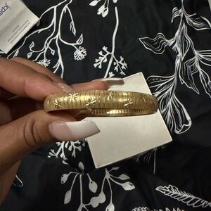 Gold Floral Bangle Bracelet